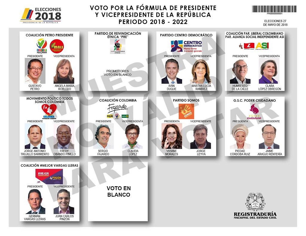 Boleta para la elección presidencial 27 mayo 2018