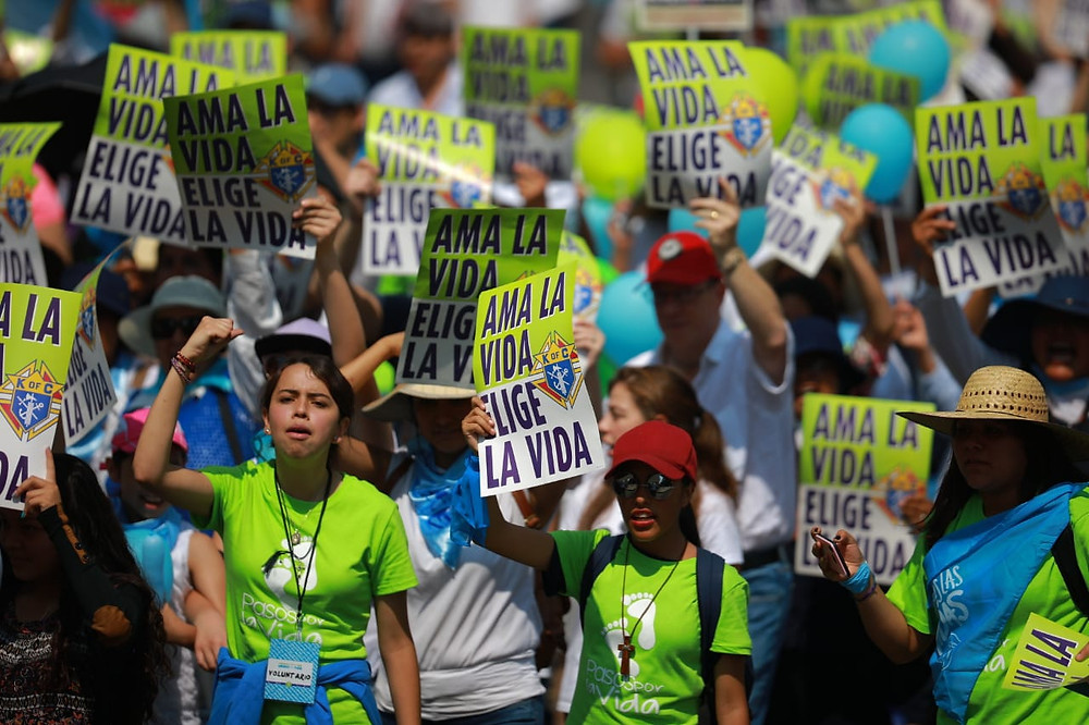 Manifestantes en la 4 Marcha por la Vida en la Ciudad de México, el sábado 18 de mayo