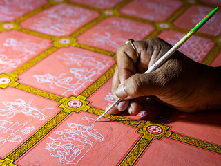 Study drawing of pattachitra painting depicting Shiv Leela