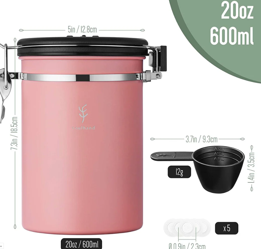 縮圖：新色 櫻花粉 Soulhand密封咖啡罐 ︳20盎司 (SH220)