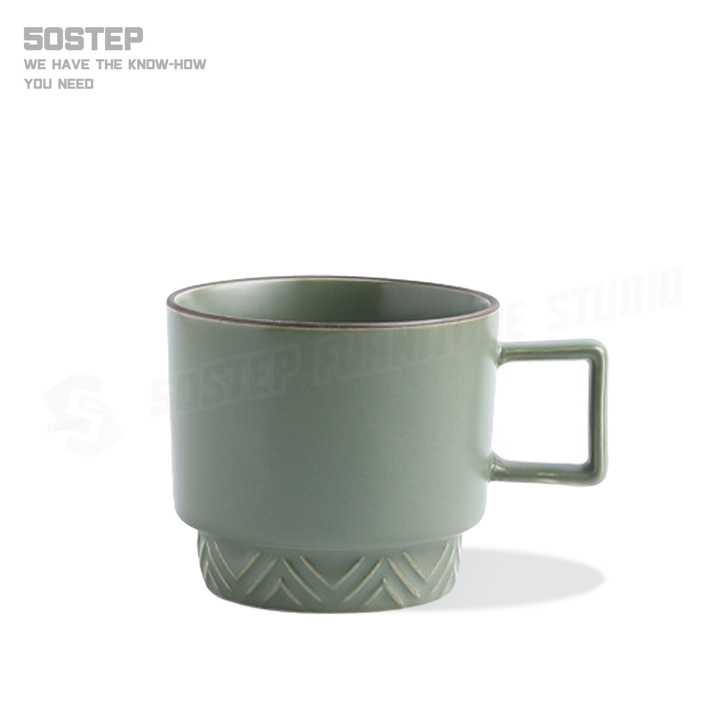 VIN Green Mug 手繪陶瓷咖啡杯(暗綠)