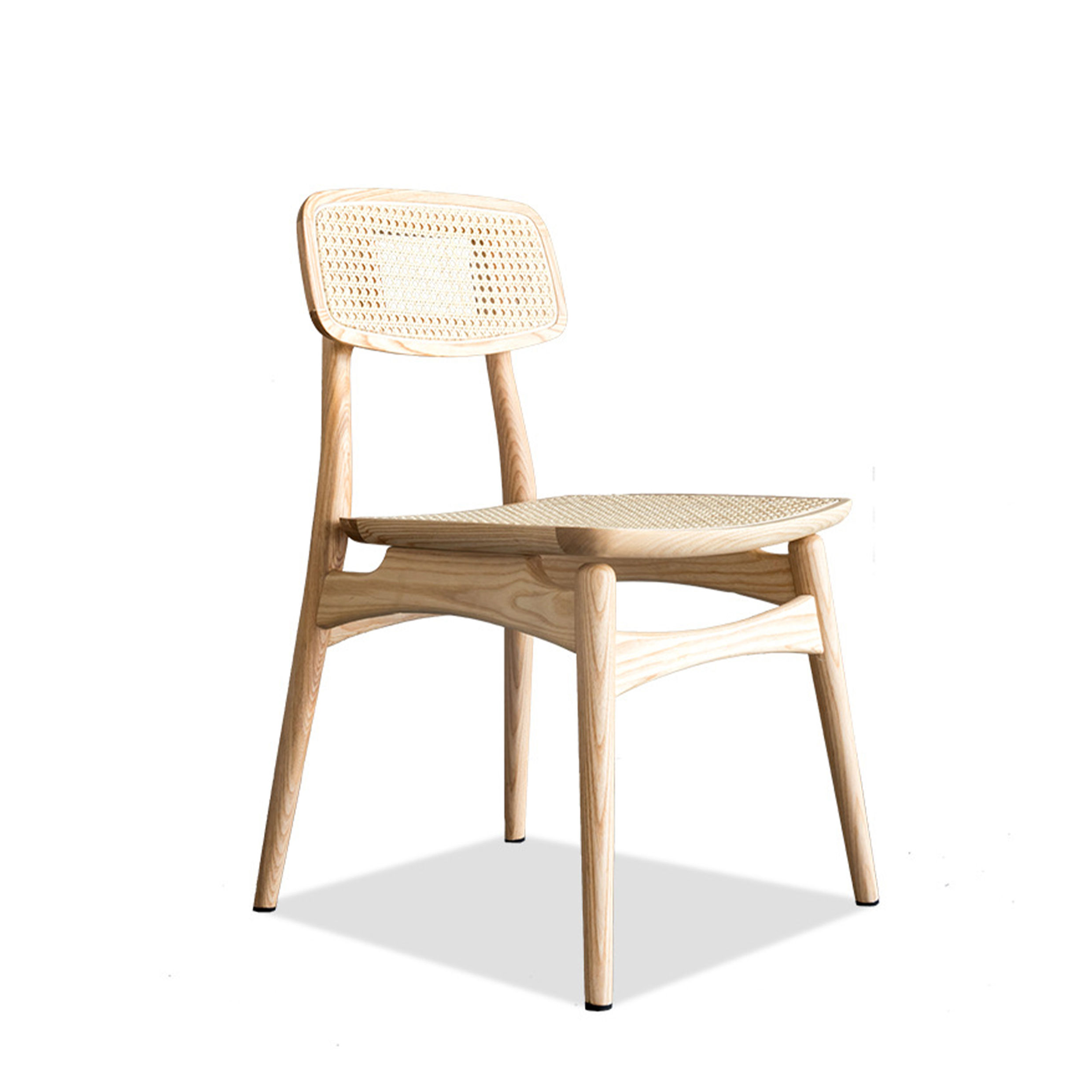 TOP-美國白蠟木藤織餐椅(PU皮/藤織坐墊)