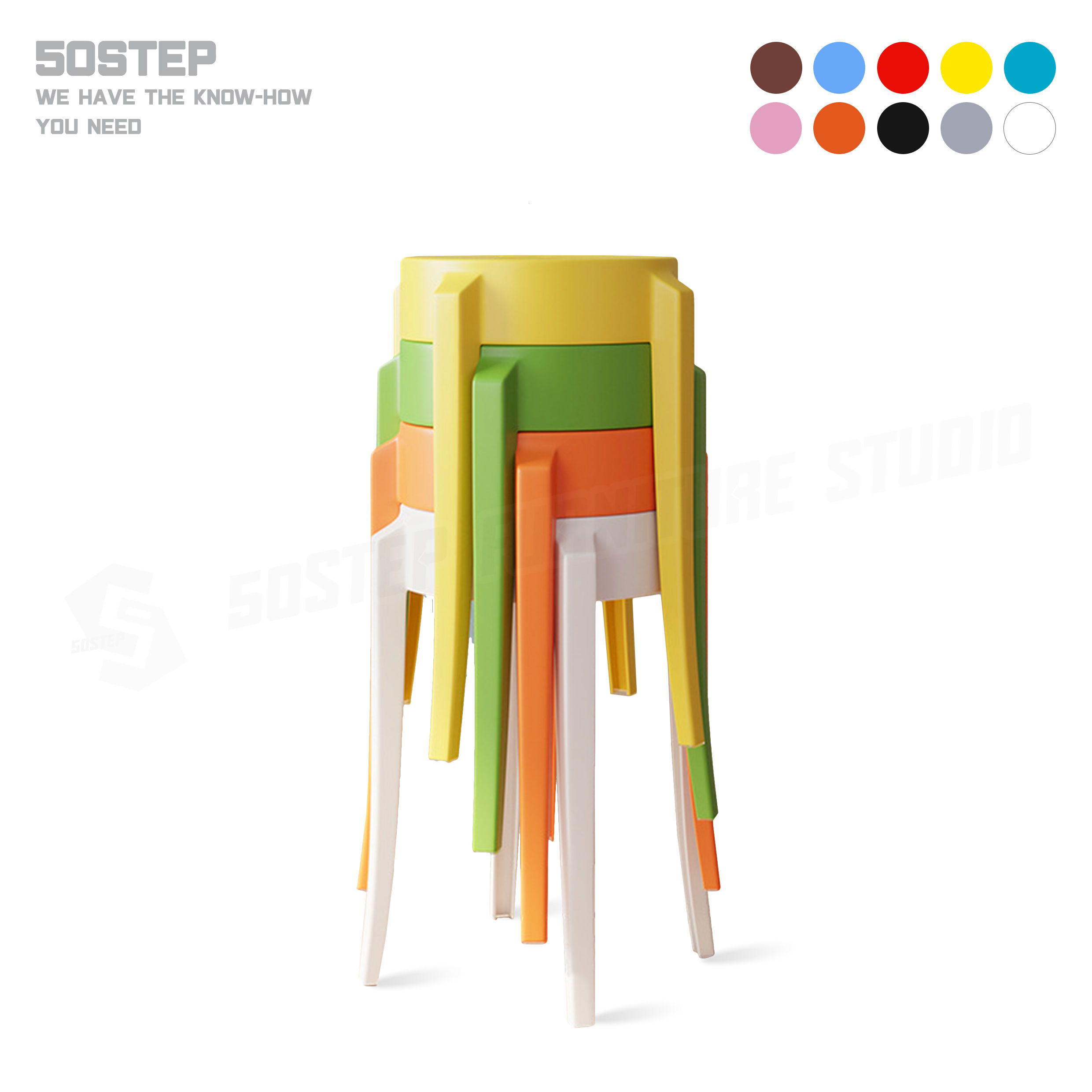 EASY Color Round Plastic Stool 可疊式圓形膠櫈