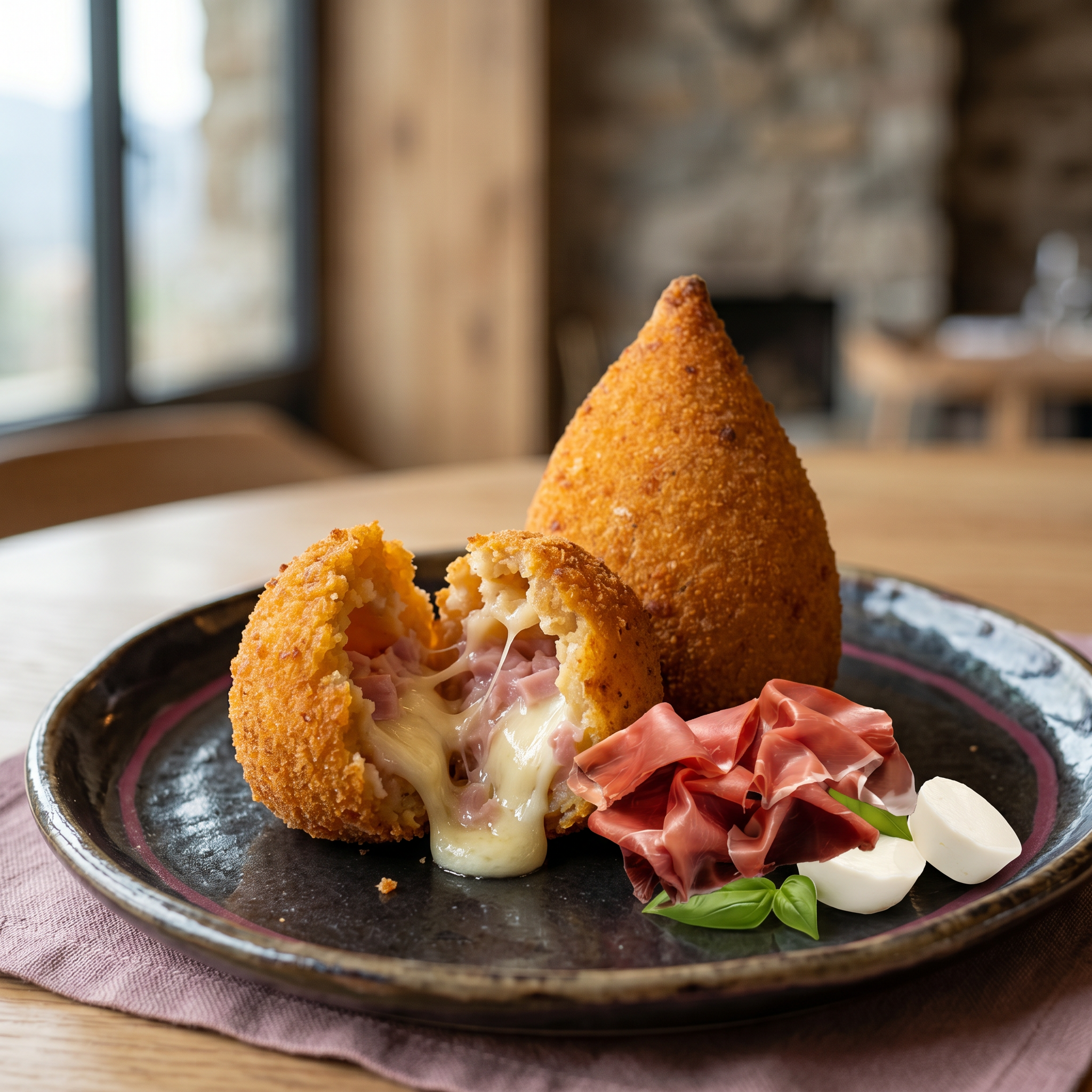 Arancini mit Schinken & Mozzarella – Knusprige italienische Reisbällchen 2 Stück
