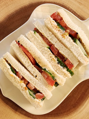 Cucumber and tomato sandwiches