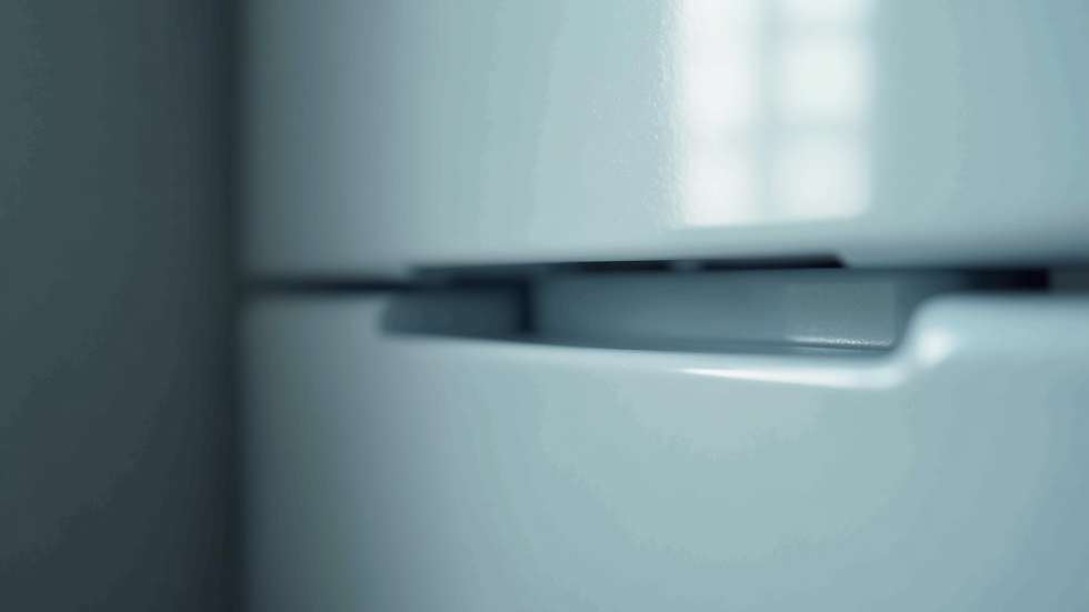 Close-up view of a refrigerator door seal part