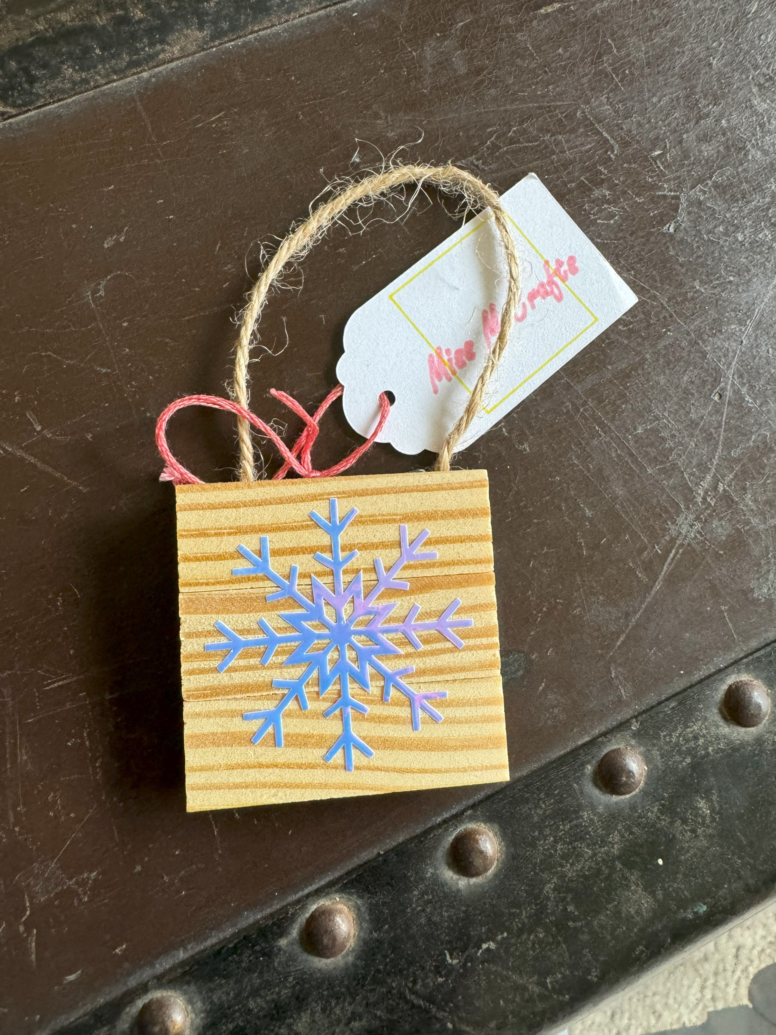 Snowflake Wood Square Ornament