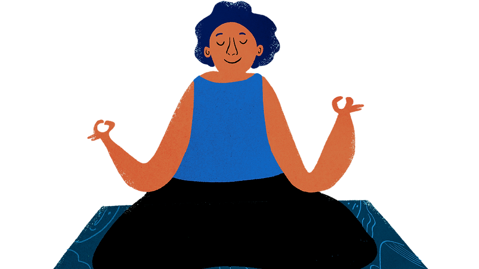 A person meditates peacefully on a patterned mat, embodying a sense of calm and mindfulness.