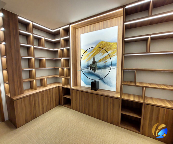 home renovation and custom bookshelf carpentry at Seafront at Meyer Marine Parade