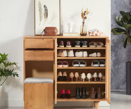 Custom muji hallway shoe cabinet by Cosmos Decor Renovation, custom carpentry and interior design in Singapore