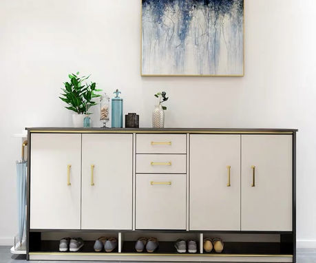 Custom white solid wood hallway shoe cabinet by Cosmos Decor Renovation, custom carpentry and interior design in Singapore