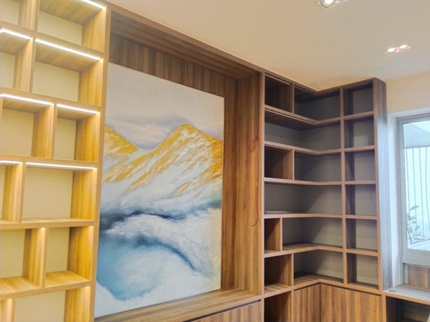 home renovation and custom bookshelf carpentry at Seafront at Meyer Marine Parade