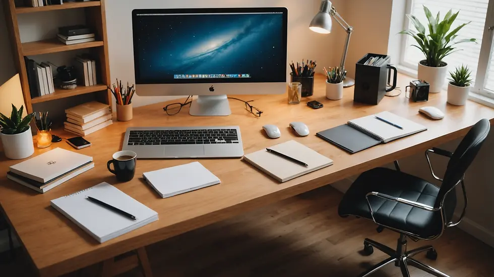 High angle view of a well-equipped home workspace