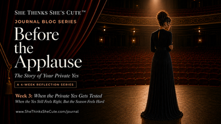 Before the Applause Week 3 journal blog graphic for When the Private Yes Gets Tested, with the theme When the Yes Still Feels Right, But the Season Feels Hard, by She Thinks She’s Cute