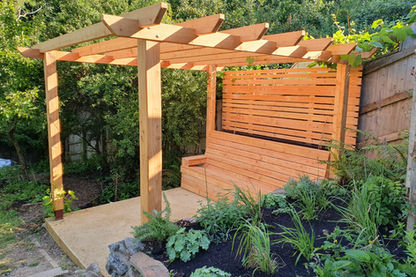 larch garden pergola and bench