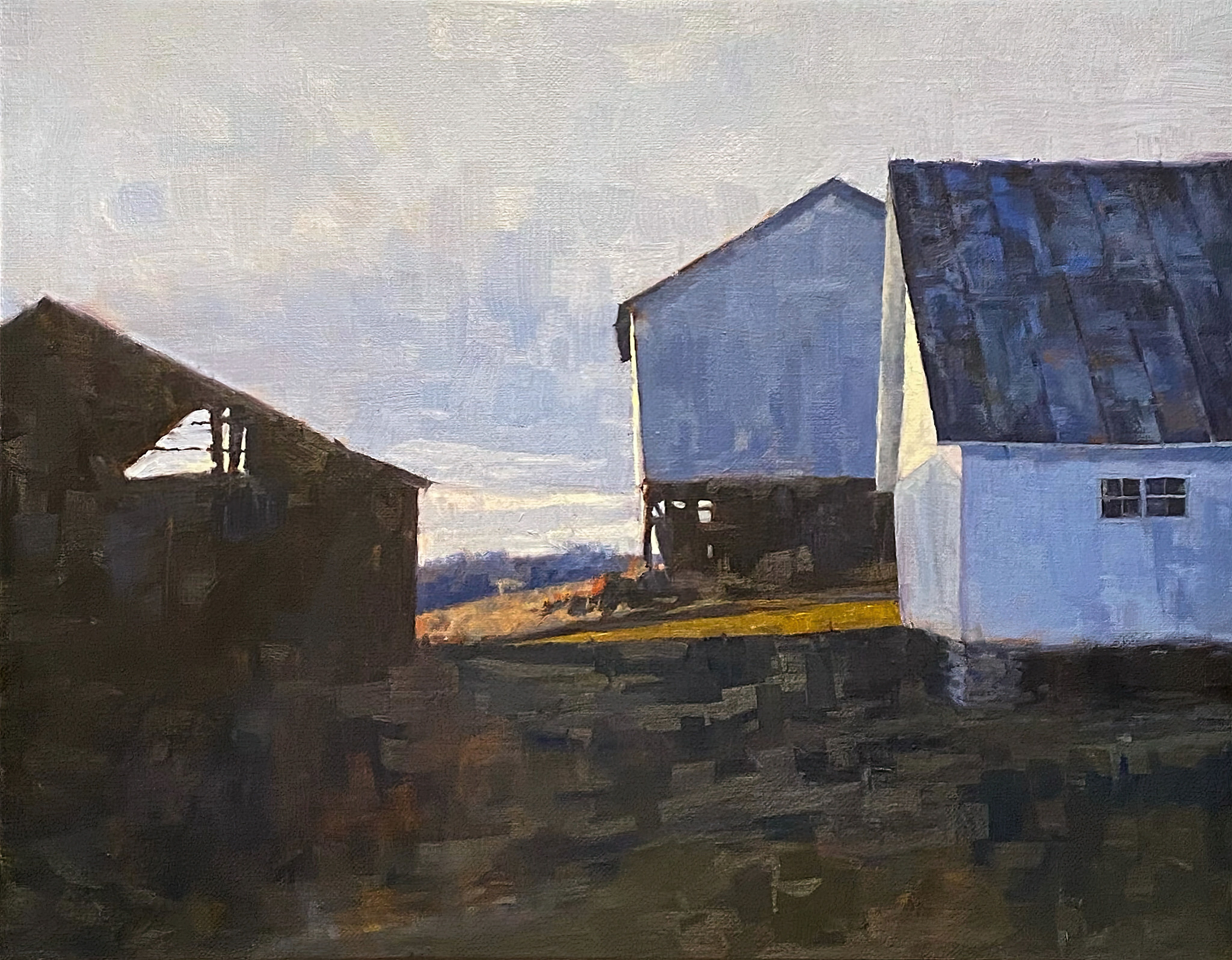 The Three Barns - Framed Oil on Linen - 16"x20" - SOLD