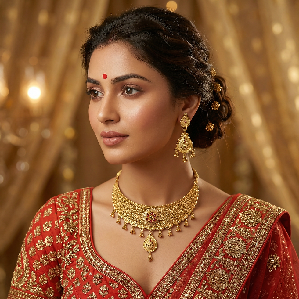 one quarter left shot of elegant choker necklace & tops set 5