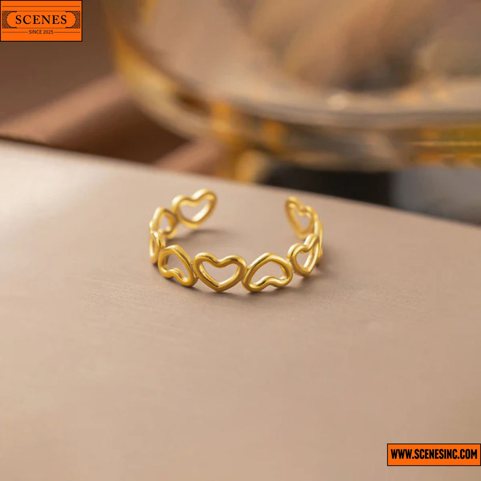 horizontal shot of Heart-Themed Adjustable Finger-Ring 1