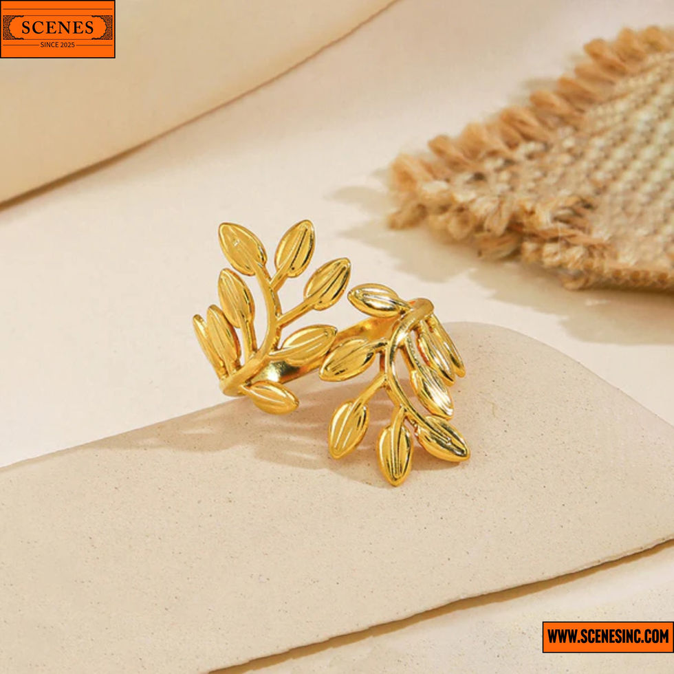 side shot of Leaf-Themed Adjustable Contemporary Finger-Ring 1