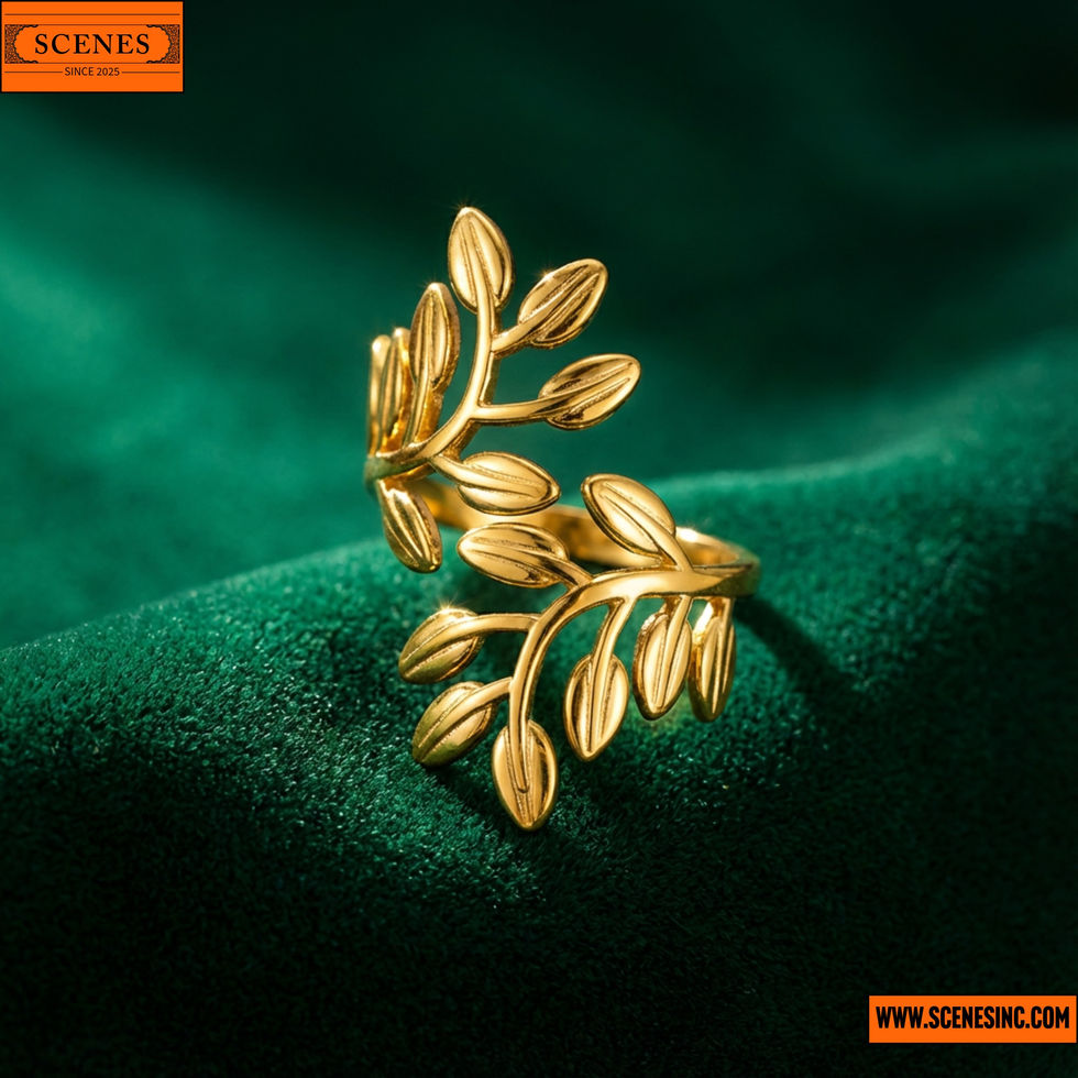 display shot of Leaf-Themed Adjustable Contemporary Finger-Ring 1