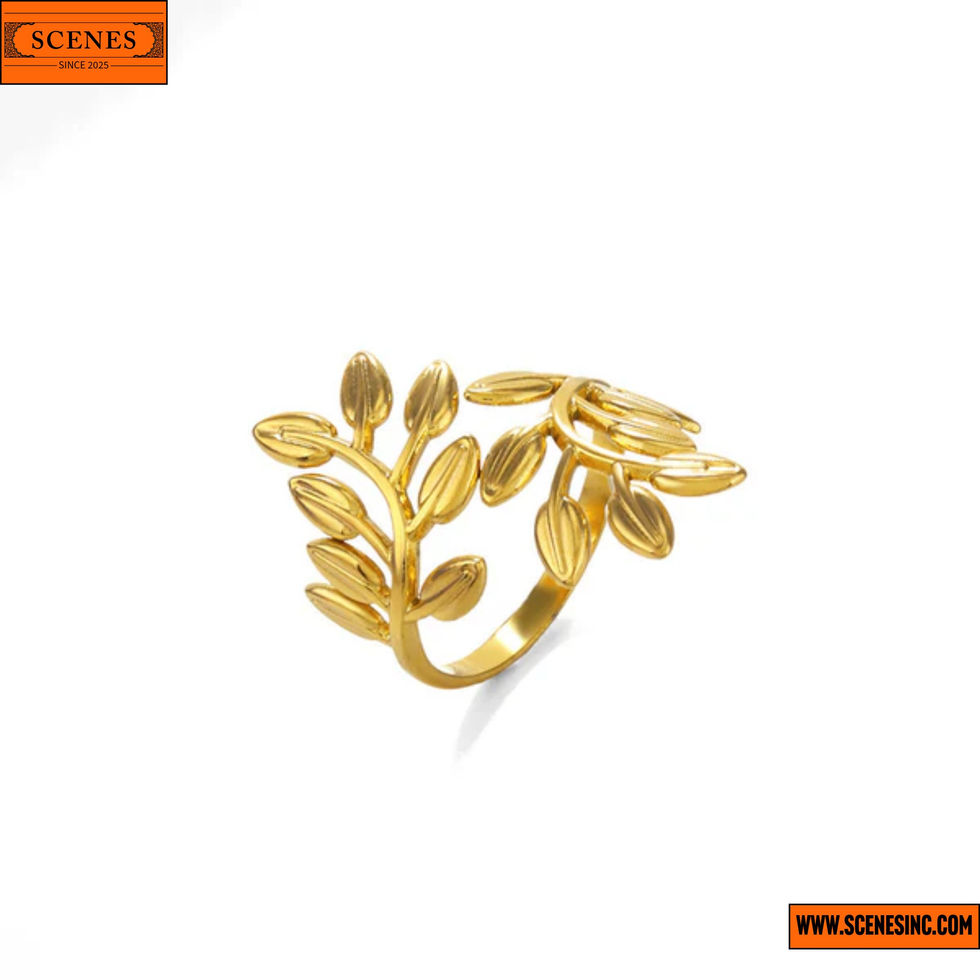 top shot of Leaf-Themed Adjustable Contemporary Finger-Ring 1