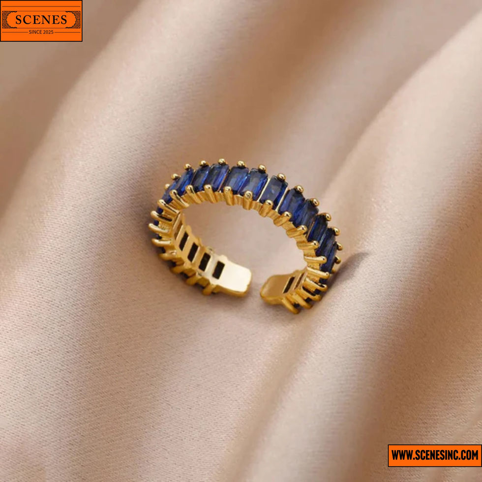 horizontal of Contemporary Adjustable Finger-Ring Blue