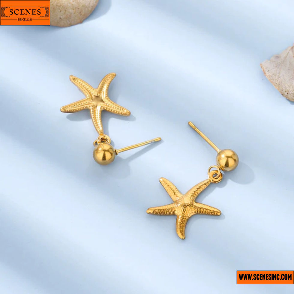 display shot of Star-Fish-Themed Drop Ear-Rings 1