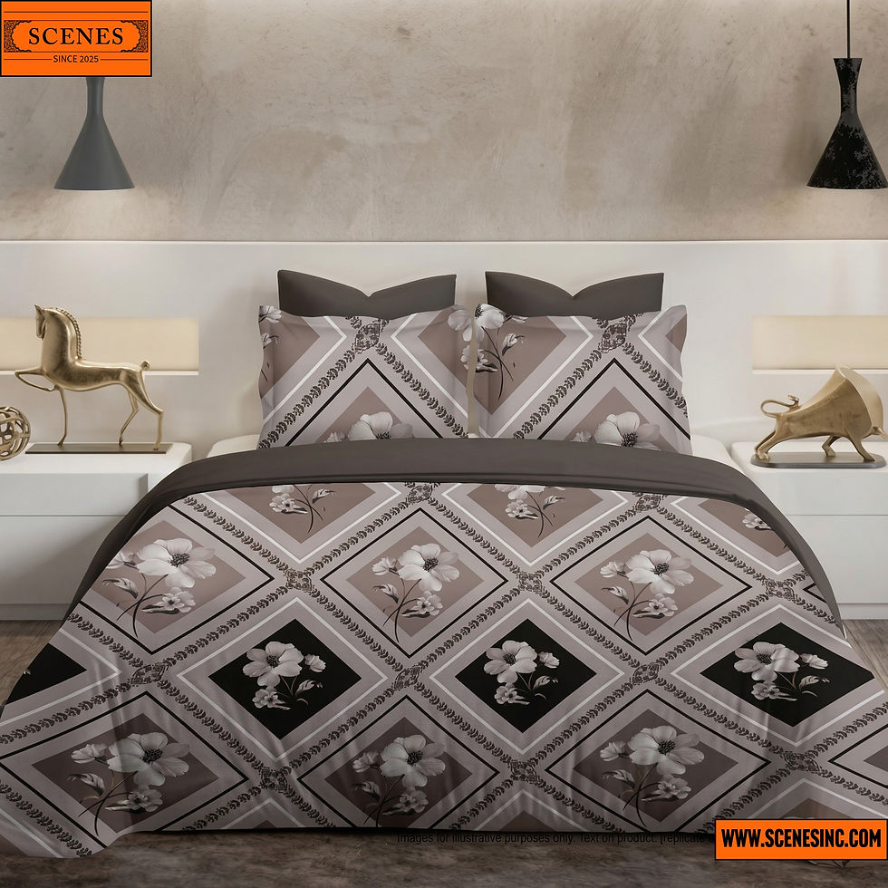 display shot of a bed with Aria Couture Living Giana Double Bed-Sheet with 2 Pillow-Covers