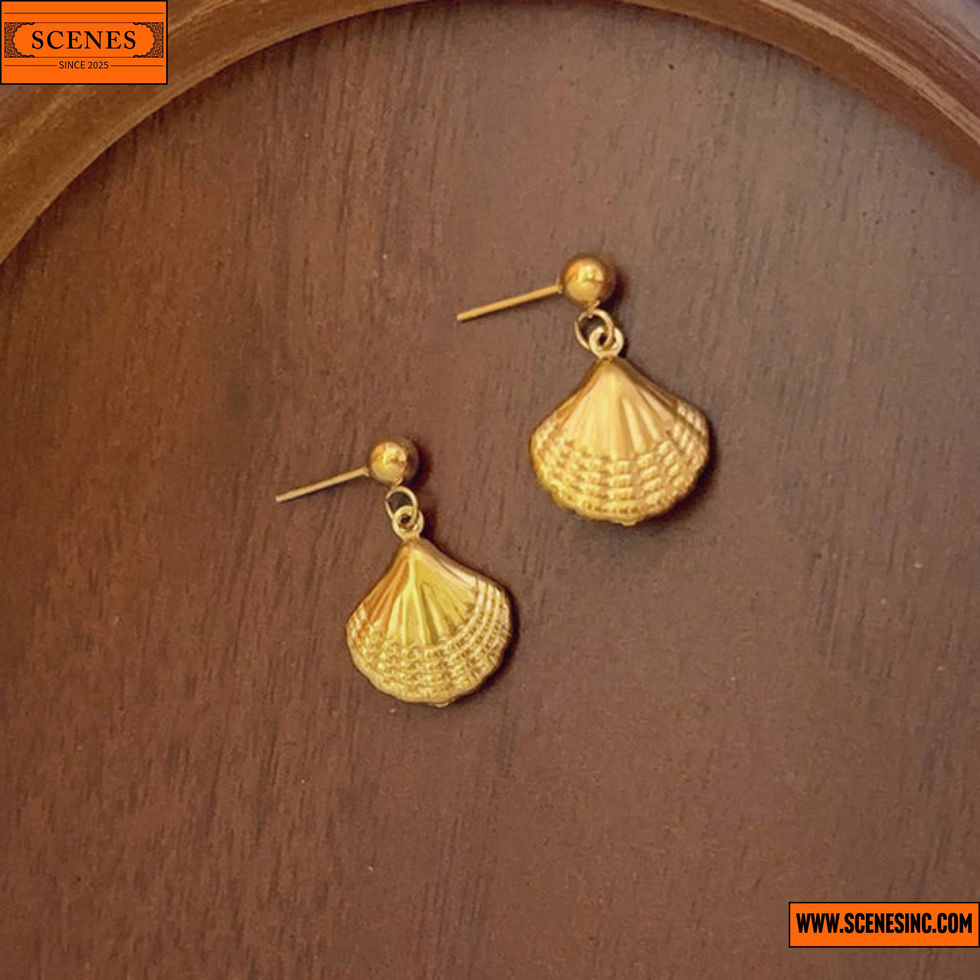 side top shot of Shell-Themed Drop Ear-Rings 1