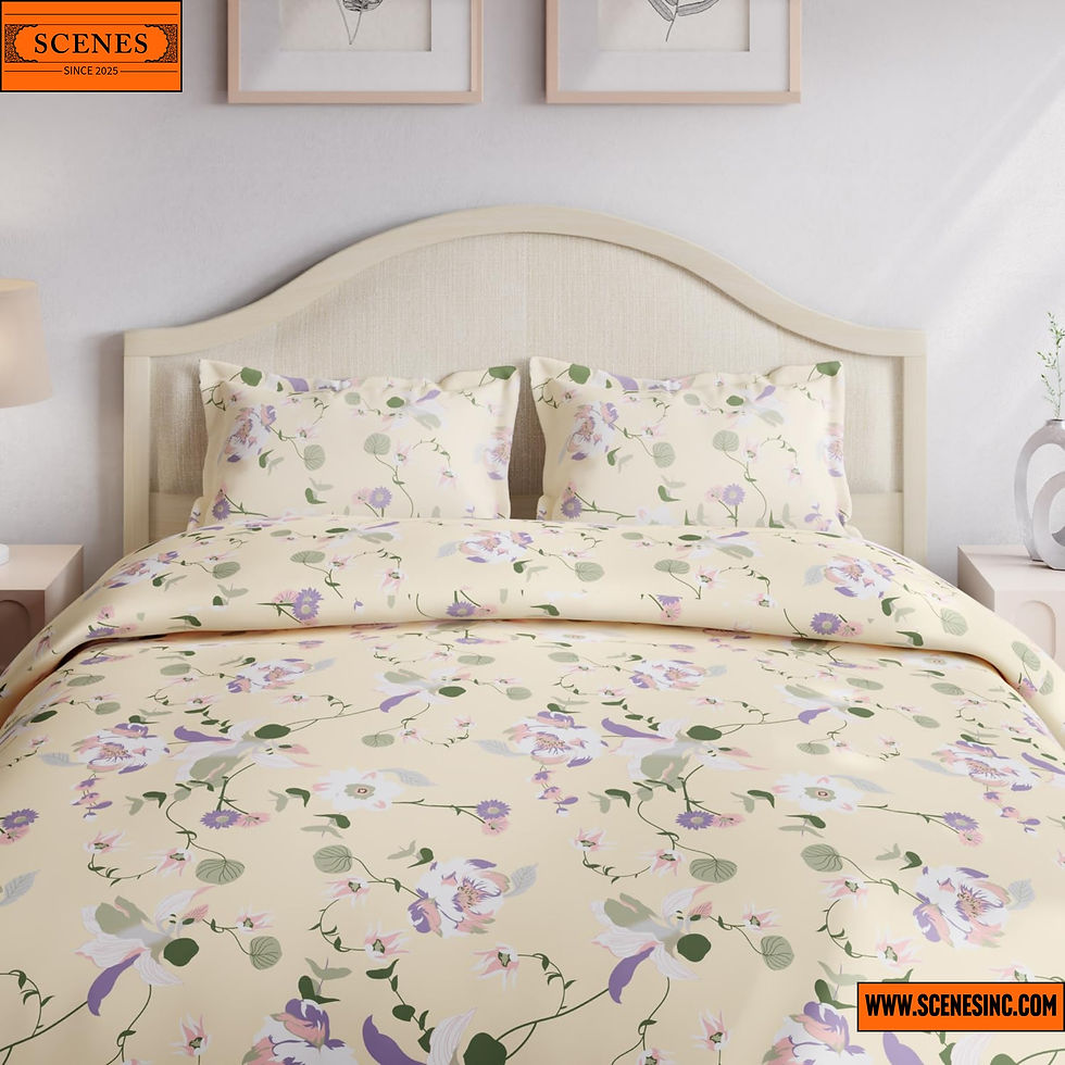 display shot of a bed with Haus & Kinder Bold Floral Double-Bed Size Bed-Sheet Set