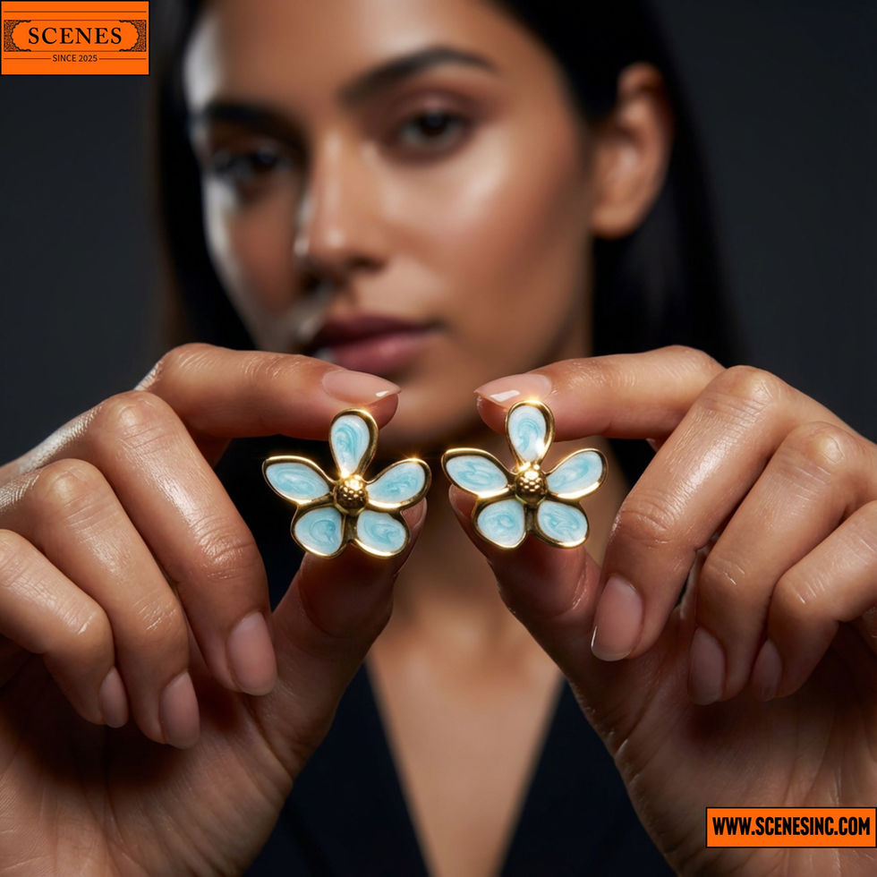 model showcasing a pair of Enamel Tops Blue