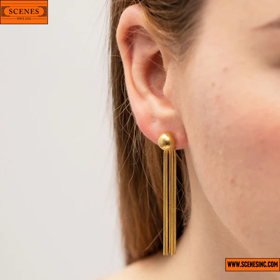 model side shot of Contemporary Tassel Ear-Rings