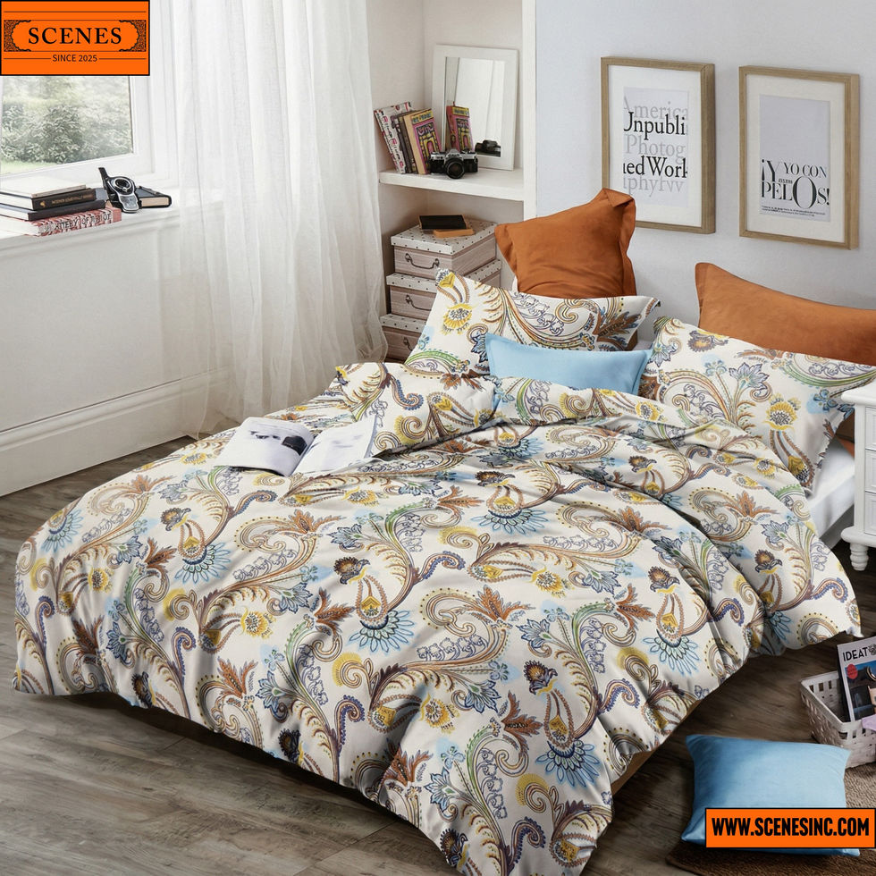display shot of a bed with Lotus Home Couture Bella Floral Double Bed-Sheet Set