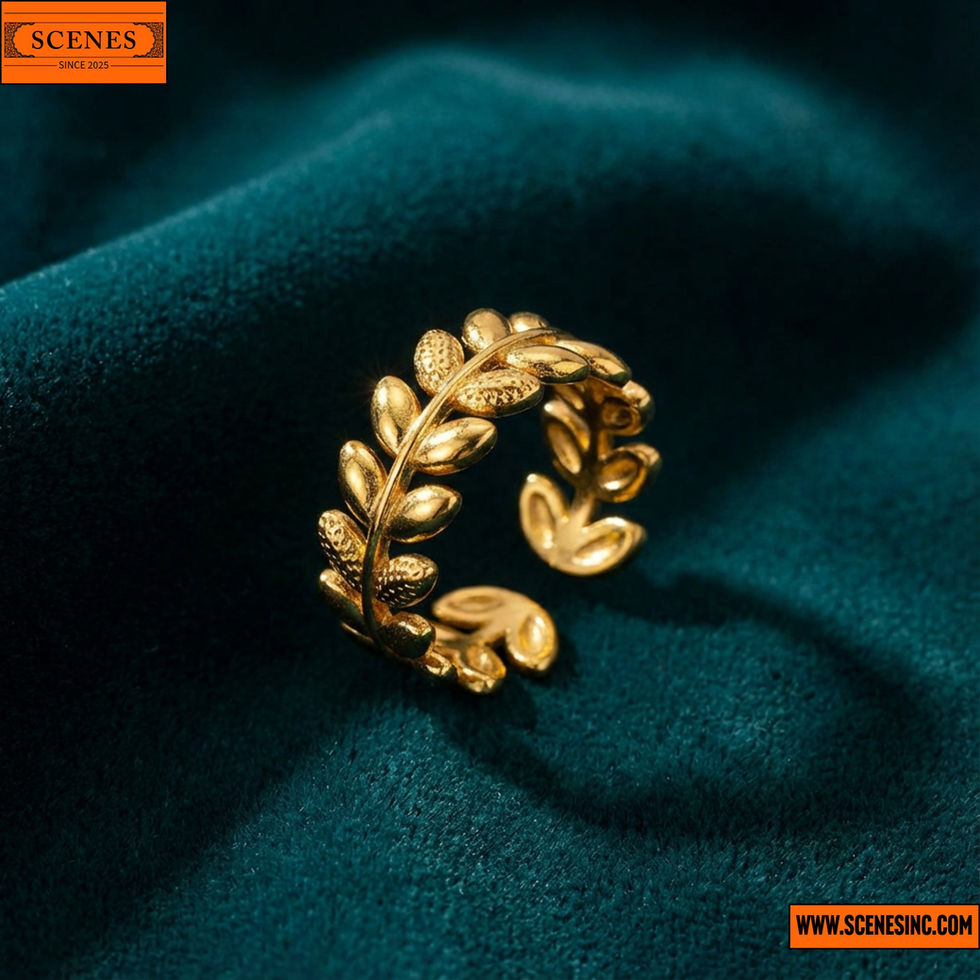 display shot of Leaf-Themed Adjustable Contemporary Finger-Ring 2