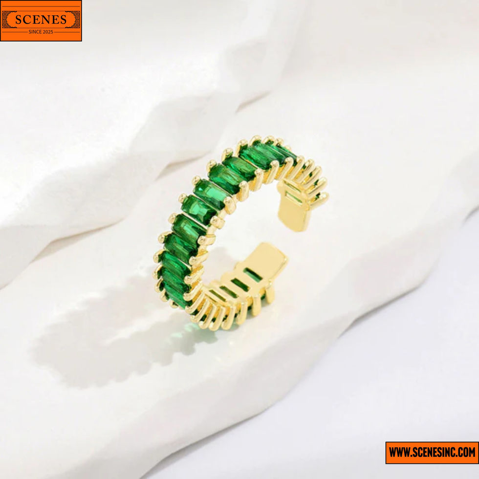 quarter side vertical shot of Contemporary Adjustable Finger-Ring Green