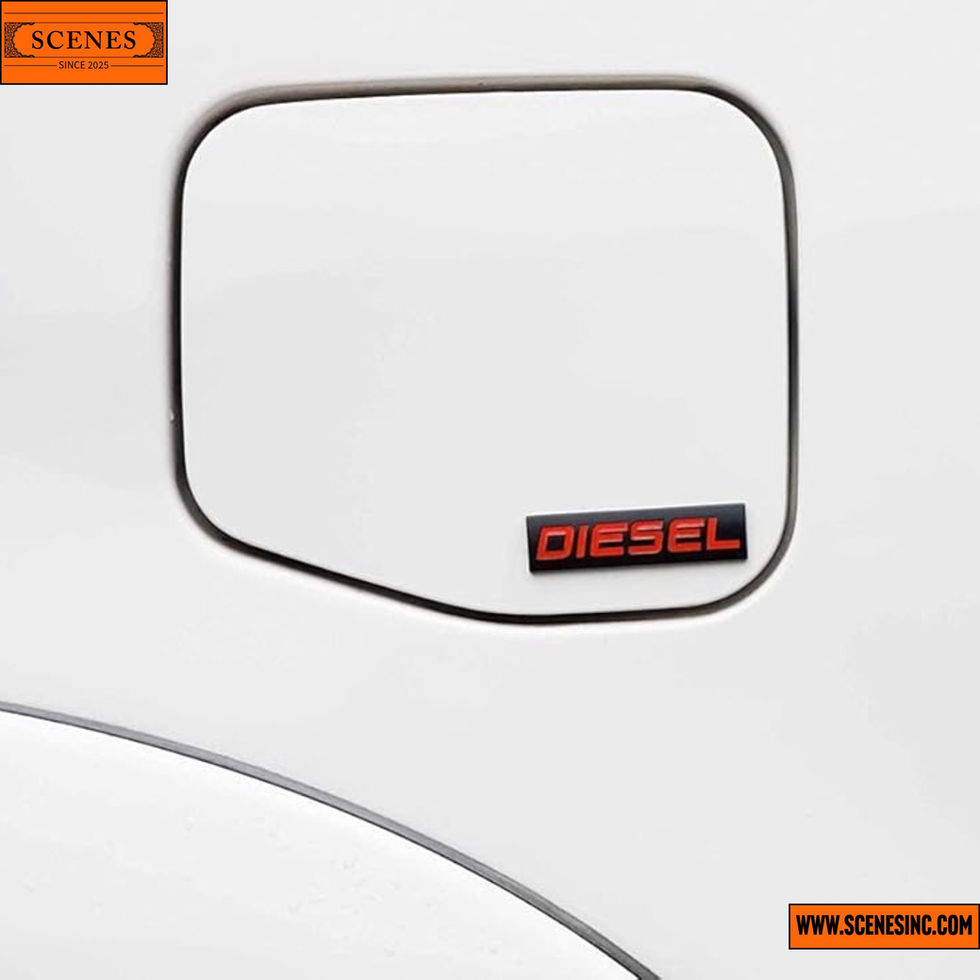 side look of Diesel 3D Metal Badge Emblem — Self-Adhesive Metal Emblem for Car Fuel-Tank