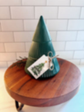 Glass Evergreen Holiday Candle