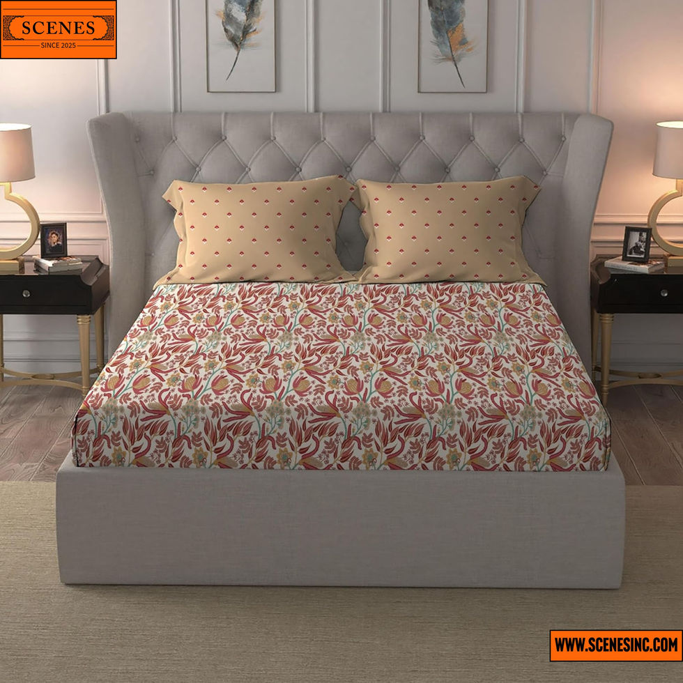 front bed shot HomeElegance Moments Collection Double Bed-Sheet with 2 Pillow-Covers