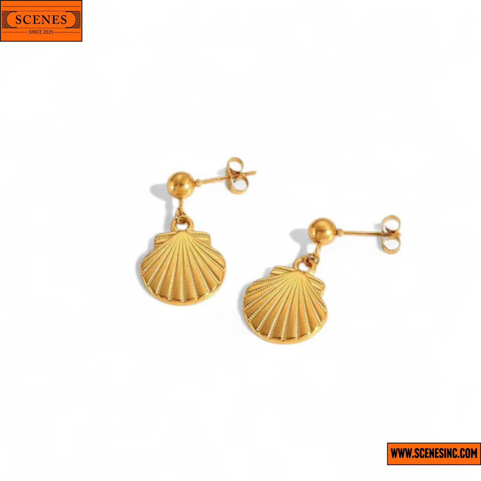diagonal top shot of Shell-Themed Drop Ear-Rings 1