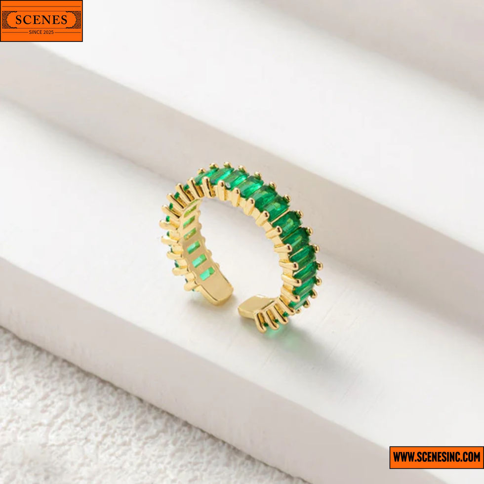 side shot of Contemporary Adjustable Finger-Ring Green