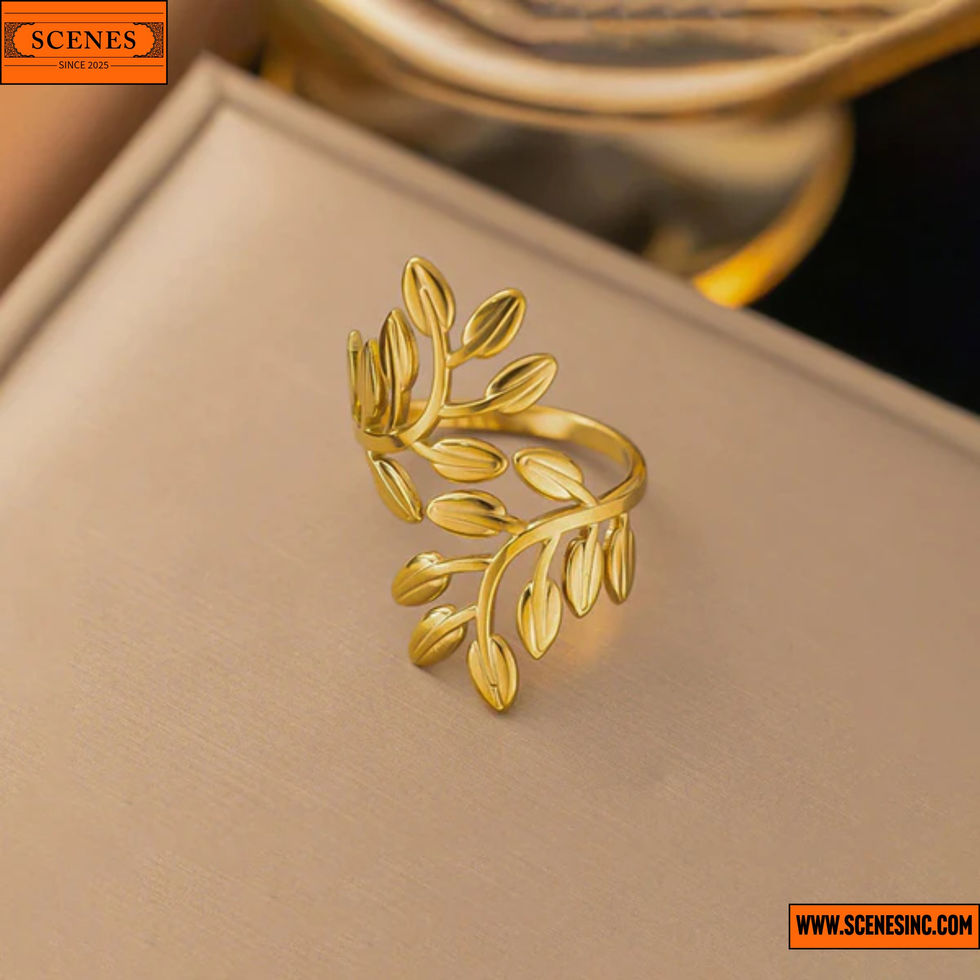 front shot of Leaf-Themed Adjustable Contemporary Finger-Ring 1