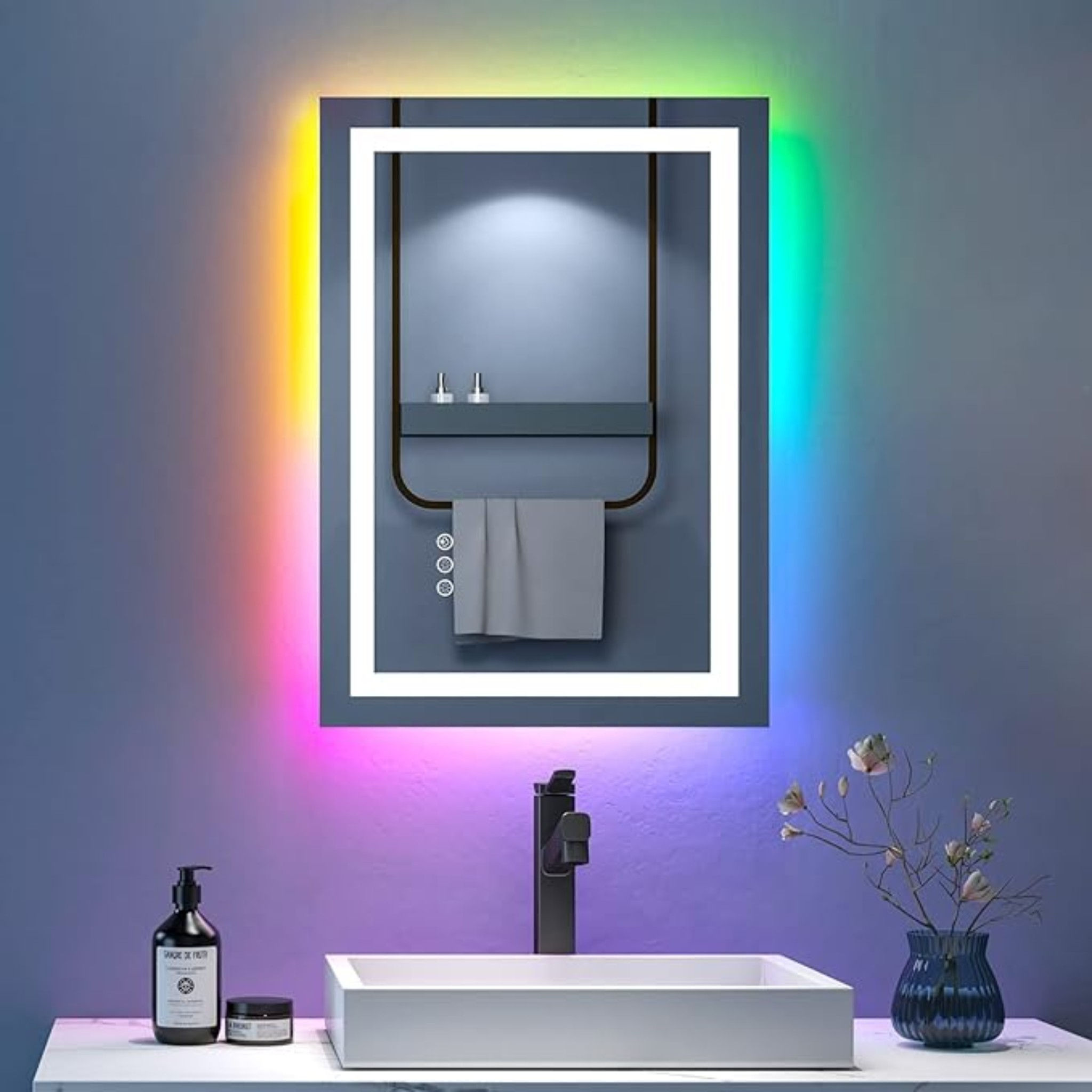 LED Smart Vanity Mirror with RGB - Anti-Fog and Dimmable 28X20