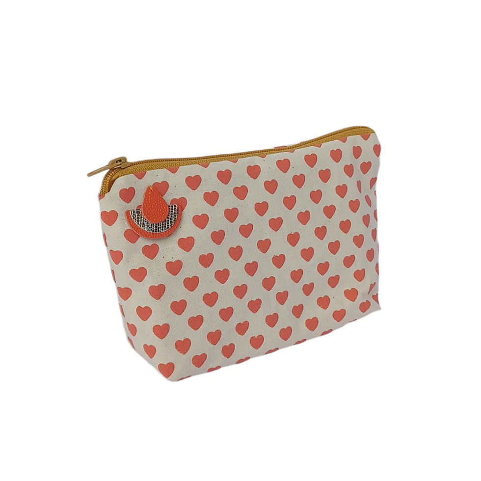 Miniature : Grande Pochette Coeurs rose