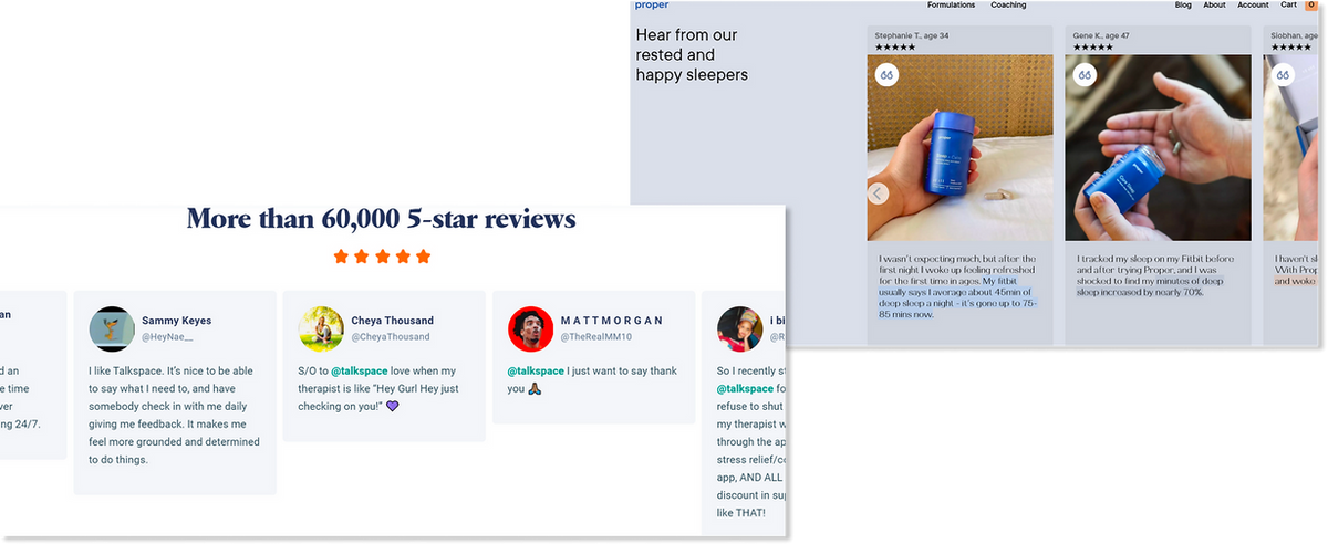 Social proof through reviews