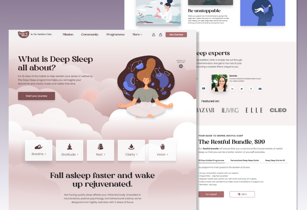 Deep Sleep redesigned landing page