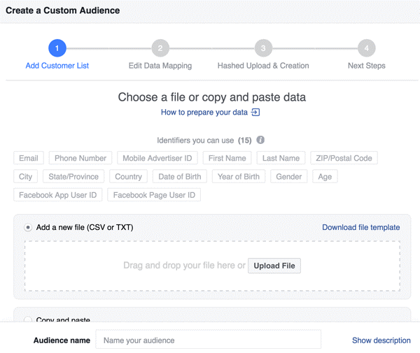 CREATE FACEBOOK AUDIENCE FROM EMAIL LIST