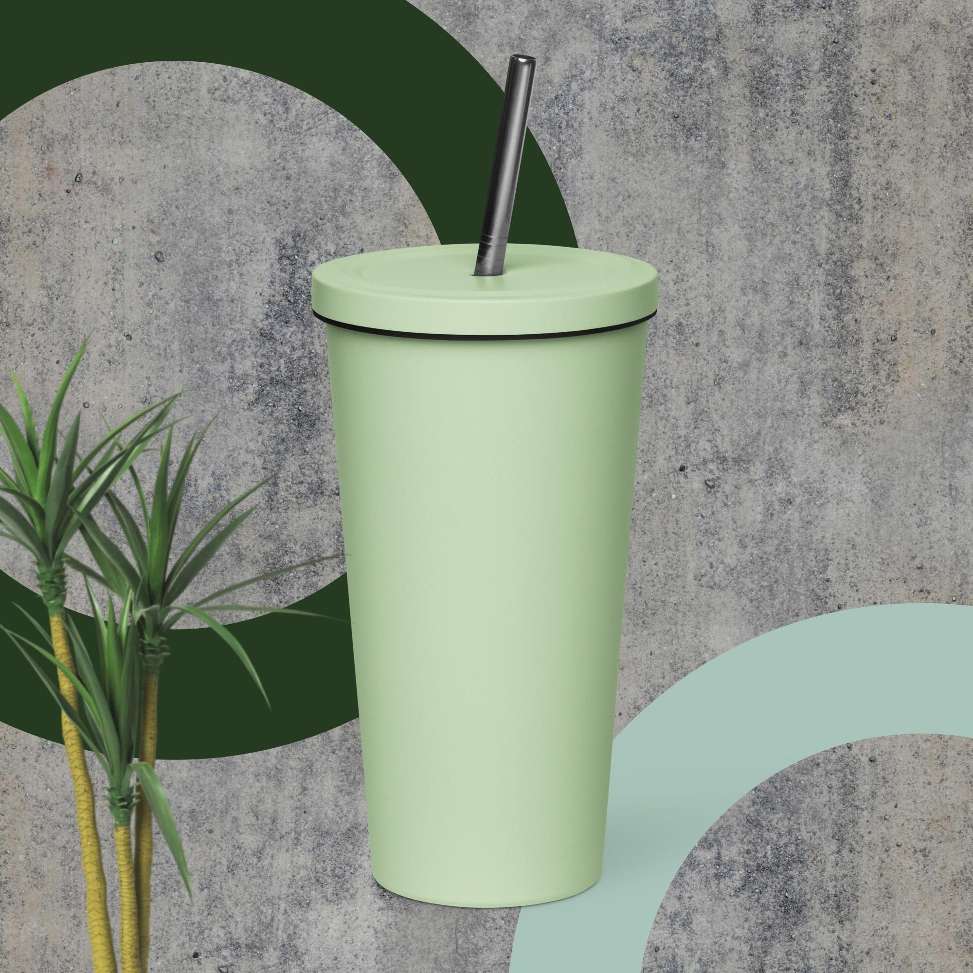 Insulated tumbler with a straw