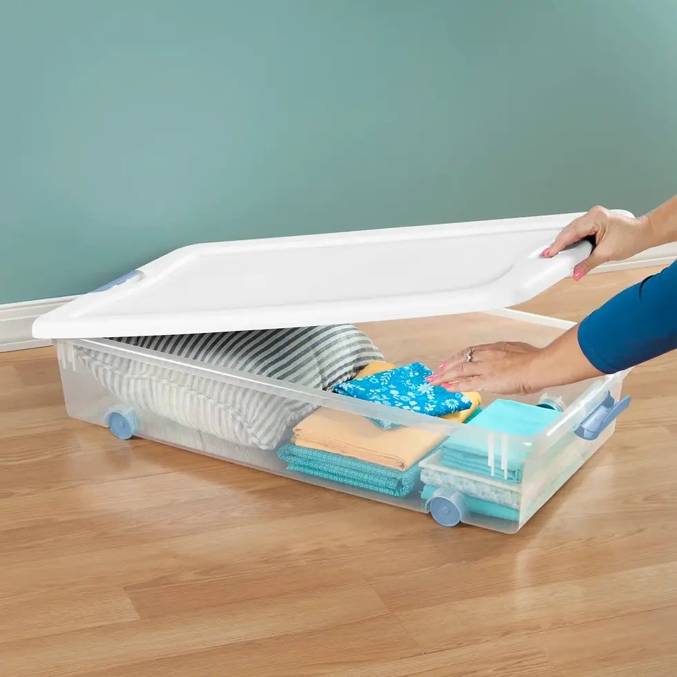 Thumbnail: Sterilite 56Qt Wheeled Latching Storage Tote Under Bed