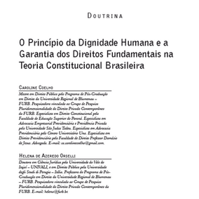 [Artigo] O princípio da dignidade humana e a garantia dos direitos fundamentais na teoria constitucional brasileira