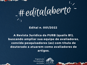 Chamada para cadastro de Avaliadores